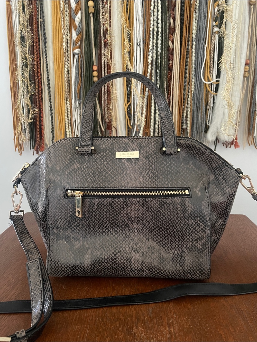 Designer Kate spade New York parliament square exotic satchel bag